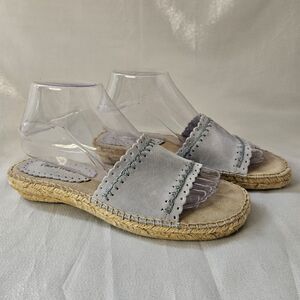 BareTraps Sandals Womens Sz 8 M Krissy Casual Espadrille Slide Baby Blue Suede